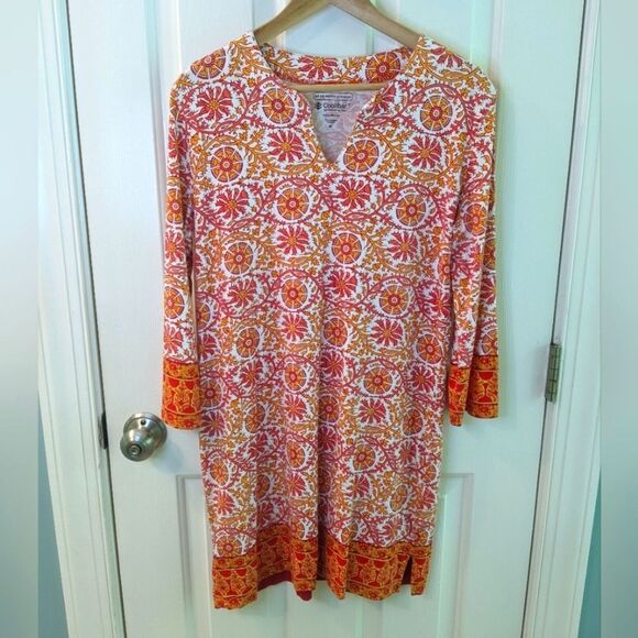 Coolibar Dress Oceanside Floral Tunic UPF 50+ Orange Womens Medium - Picture 9 of 9